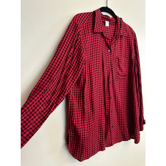 Old Navy Red Black Checkered Button Up Shirt Women’s Larg - Picture 3 of 5